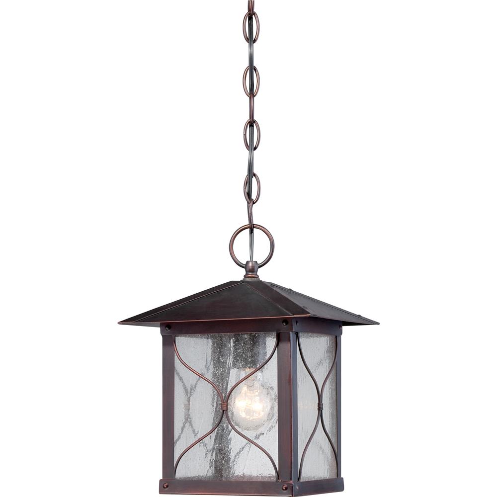 Nuvo Lighting 60/5614  Vega 1 Light Outdoor Hanging Fixture with Clear Seed Glass in Classic Bronze Finish